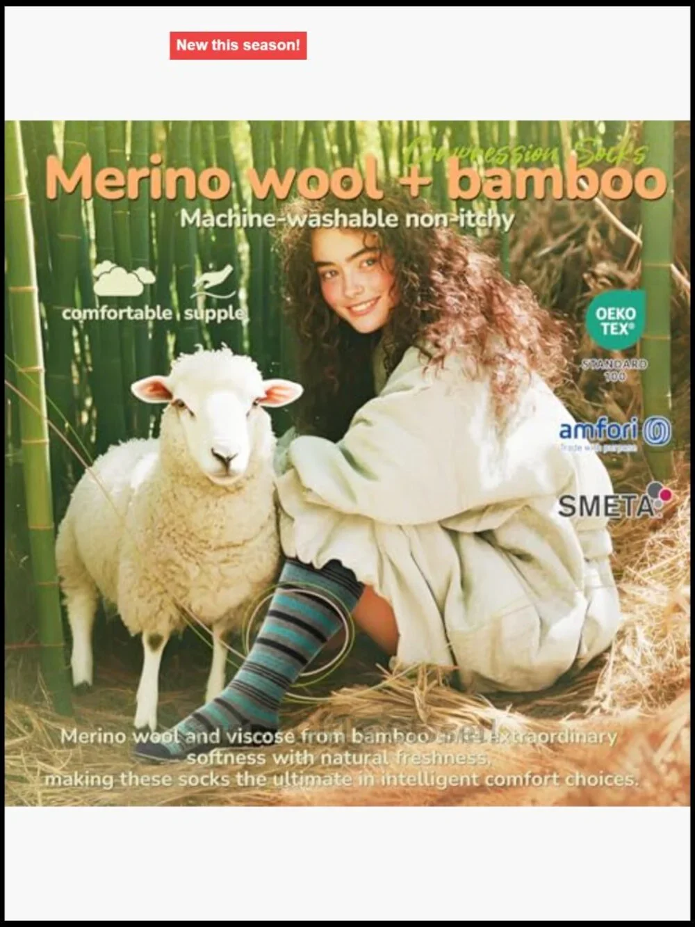 Unisex Merino Wool Compression Socks 15-20 mmHg for Travel
